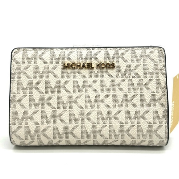 Michael Kors Medium Bifold Zip Chain Wallet Vanilla (NWT) - Picture 1 of 9